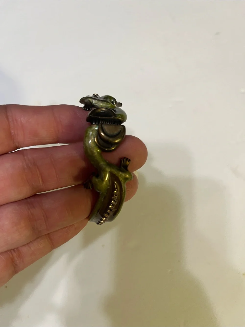 Chico's Green and Brown Lizard Bracelet with Gold Accents